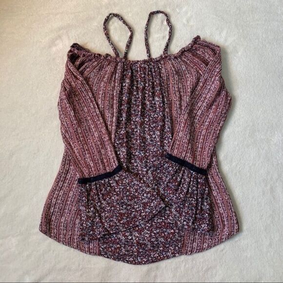 Knox Rose Bell Sleeve Floral Off the Shoulder Peasant Top - Picture 4 of 8